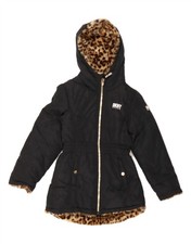 DKNY Girls Hooded Reversible Windbreaker Coat 10-11 Years Medium Black AT06