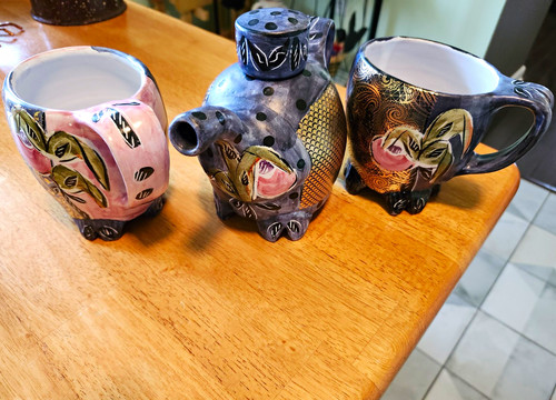Piece ceramic tea set floral - set,
