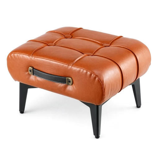 Faux leather ottoman footstool - faux,