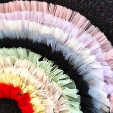 4" Tulle Tutu Ruffle Trim-Gathered Mesh Fabric Ribbon Trimming Puff Skirt Edging