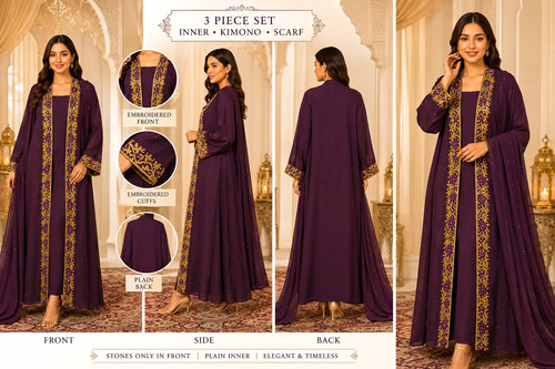 Women wine chiffon abaya 3 - women’s,
