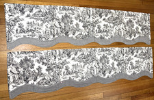 Vtg TOILE Black & Ecru Gingham