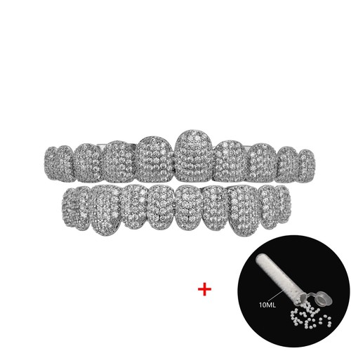 White gold hip hop grills - white,