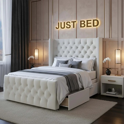 Chesterfield winged divan bed - winged,