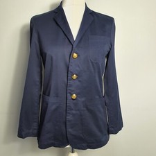 RALPH LAUREN Military Blazer Jacket Gold Buttons Pocket Embroidery Navy Size M/L