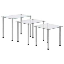 Nest of 3 Tables Glass Metal