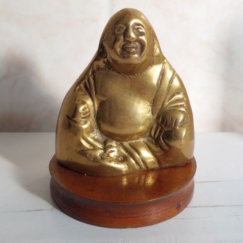 Brass laughing happy buddha - happy,