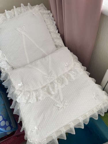 Dolls ivory lace pram set - ivory,