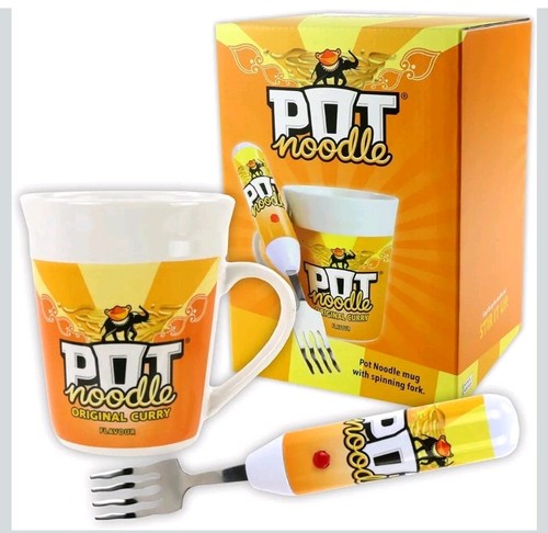 Pot noodle mug and spinning - and,