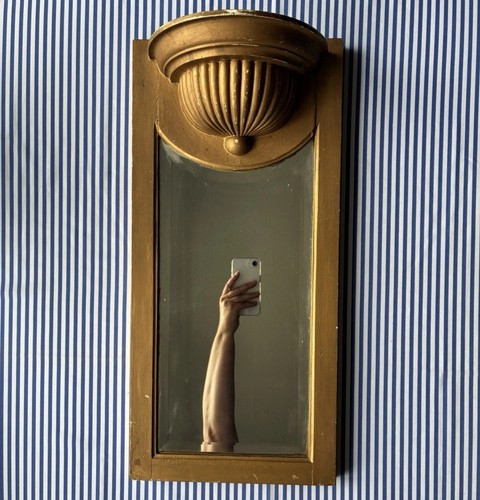 Wall mirror beveled pediment - mirror,