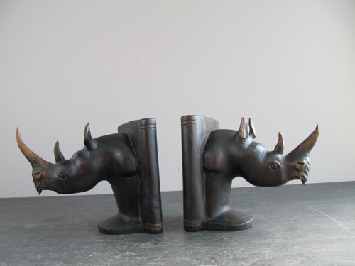 Vintage african carved rhino - african,