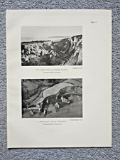 Dowlands Landslip at Seaton and Ladram Bay, Devon - Antique Print - 1932