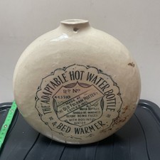 Good Example Large Antique Old Fulham Pottery Boots Stoneware Hot Water Bottle