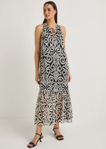 Bnwt black white chiffon dress - chiffon,