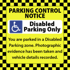 DISABLED Parking Ticket Notice Private Area Stickers Hard To Remove DETERRENT