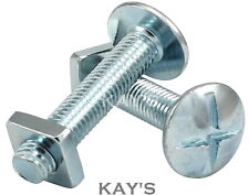M5 M6 M8 M10 ROOFING BOLTS & SQUARE NUTS CROSS SLOTTED DOME HEAD SCREWS ZINC BZP