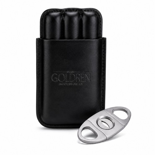 Black genuine leather cigar - leather, 3