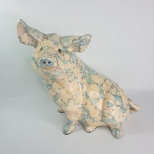 Ceramic Decoupage Pig Handmade EnFloral by Global Studios Vintage Floral Design