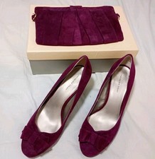 Jacques Vert Shoes. UK Size 7 EU 41 Matching Bag Suede Burgundy