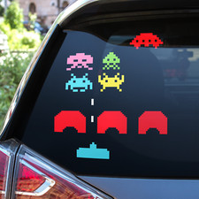 80s Space Invaders Arcade Sprites Vinyl Decals for Car Windshield, Laptop