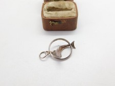 Sterling Silver Circus Dolphin Jumping Through Hoop Charm Pendant Vintage c1970