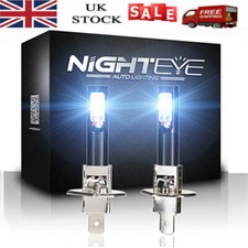 NIGHTEYE H1 160W LED Fog Light Bulbs Car Driving LED Lamps 6000K White UK Pair