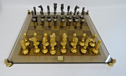 Chess set glass and cast - chess,