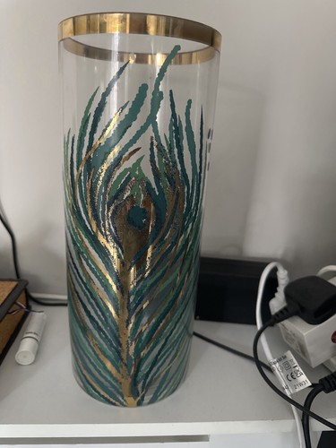 Peacock feather glass vase - peacock,