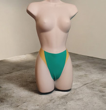 Love Life Latex ladies 2 colour thong briefs in Jade & natural rubber size 16
