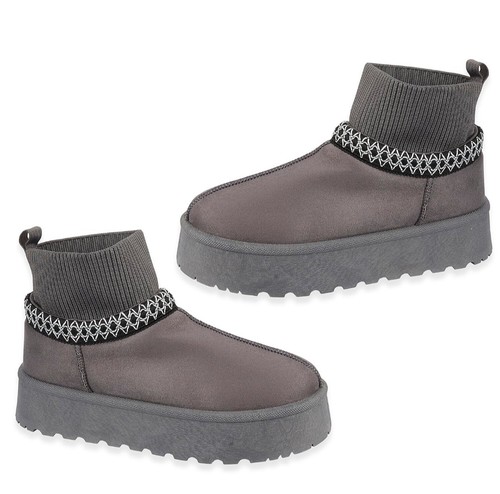 Ladies faux suede grey - faux,