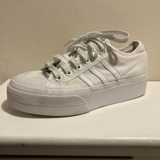 Adidas Nizza Platform Trainers Size Uk6 White Canvas Shoes Woman’s Ladies