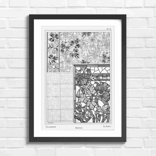 Columbine vintage botanical - vintage,