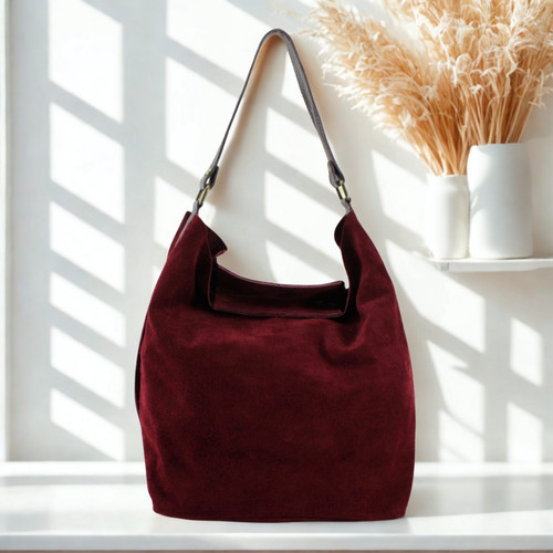 Real suede bucket shoulder bag - real,