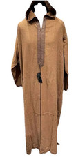Mens Moroccan Jubba Abaya Hooded Thobe Djellaba Winter Warm Wool