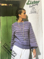 Ladies lace + textured jumper + top KNITTING PATTERN 4 design batwing Lister 105