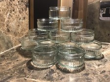 12 CLEAR GLASS RIBBED EDGE RAMEKIN DISHES