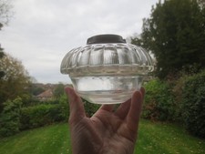 ORIGINAL ANTIQUE CUT GLASS DROP IN OIL LAMP FONT HINKS OR MESSENGERS BAYONET FIT