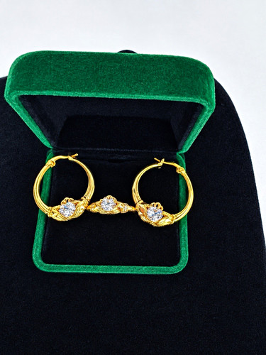 Gold plated claddagh hoops - gold,