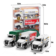 1:50 3 Pack, Toy Truck Tanker Dustbin Lorry box truck Model Diecast For Kids