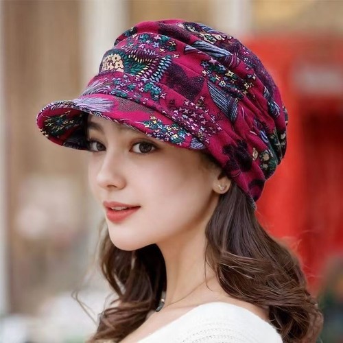 Women printed hat - hair, loss
