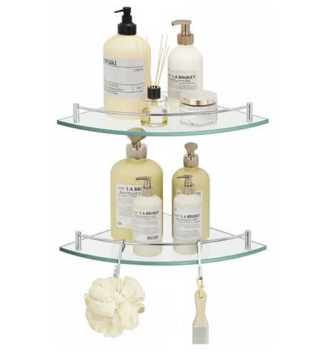 Chrome glass corner shelf - corner,