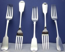 5 ANTIQUE SILVER PLATE DINNER