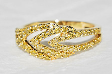 0.50ct Canary Yellow Diamonds 9ct Gold Designer Chevron Ring Half Carat Size N