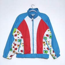 Wilson Vintage 90s Blue White Geometric Full Zip Jacket Men's Medium Retro Beach