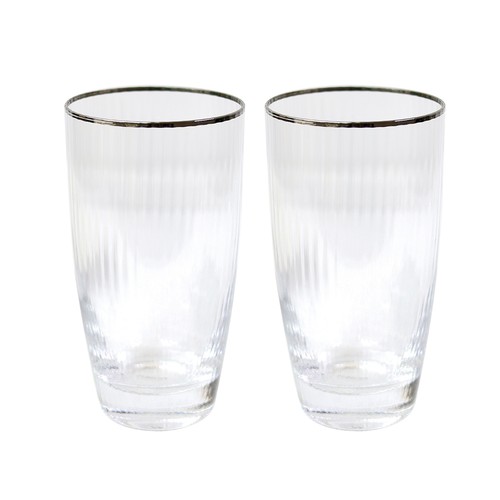 2pc tumblers clear silver - 2pc, rim