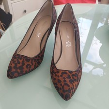 M&S AUTOGRAPH LEOPARD PRINT PONYSKIN CALF HAIR LEATHER COURT SHOES UK 7