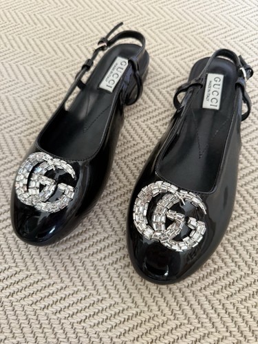 Gucci branded flat sling back - gucci,