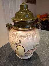 West German Rumtopf beige / green lidded jar 826_36