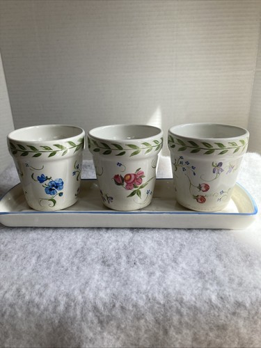 Vintage flower herb pots - flower/herb,