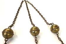 Three brass chandelier ball chains snooker pool table canopy light shade pendant